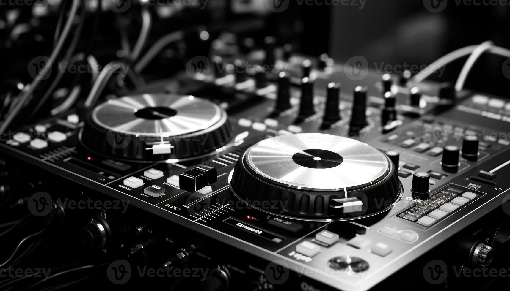 AI generated Nightclub mixing equipment turns the party up loud generated by AI photo