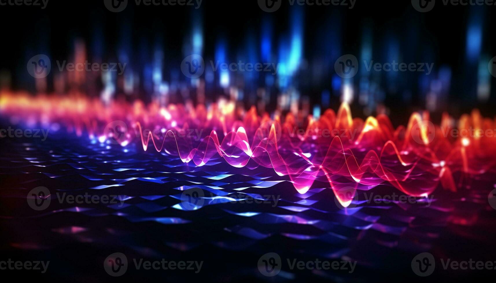 AI generated Glowing blue wave pattern ignites vibrant nightclub celebration generated by AI photo