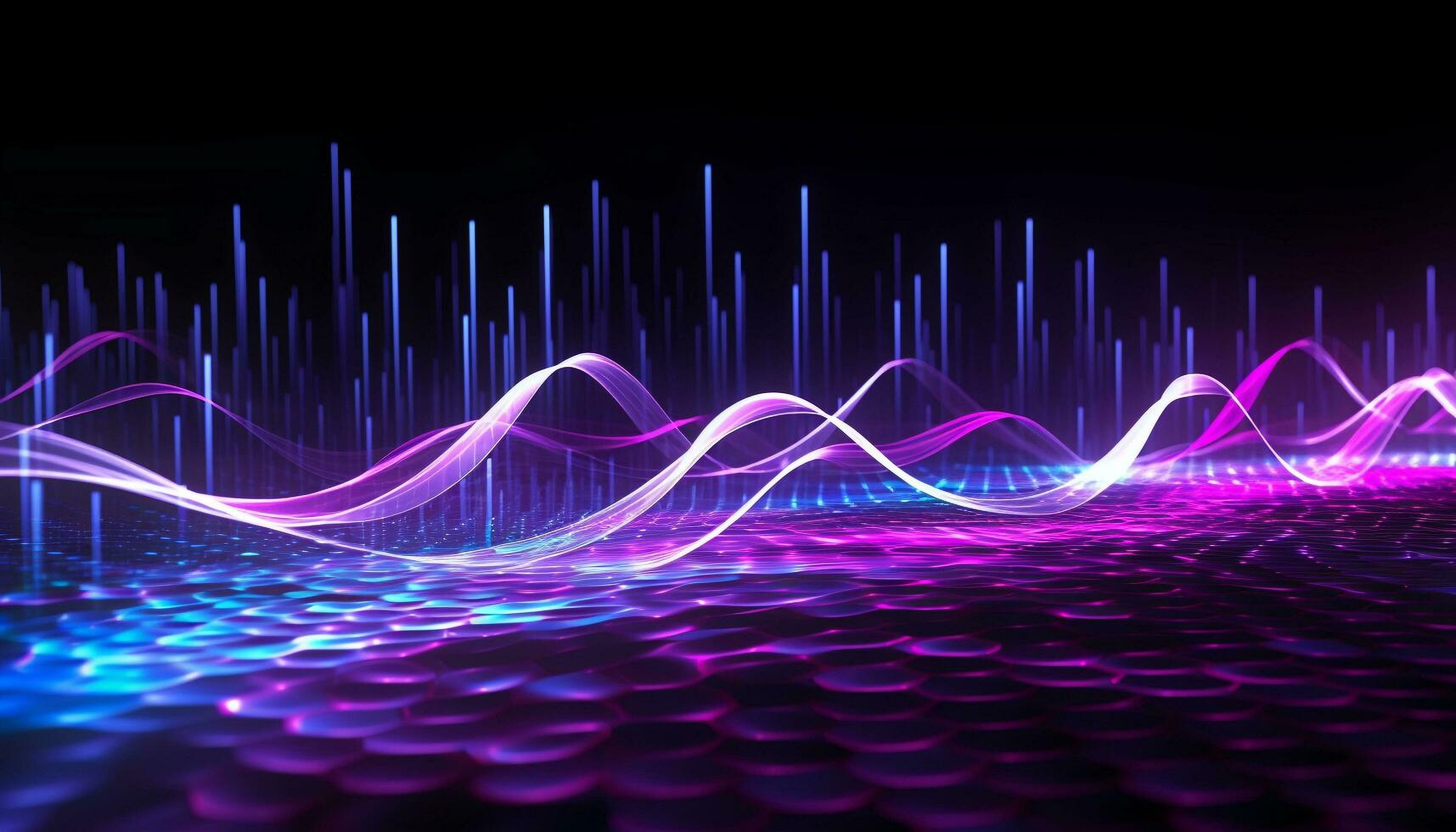 AI generated Bright blue sine wave pattern on abstract backdrop generated by AI photo