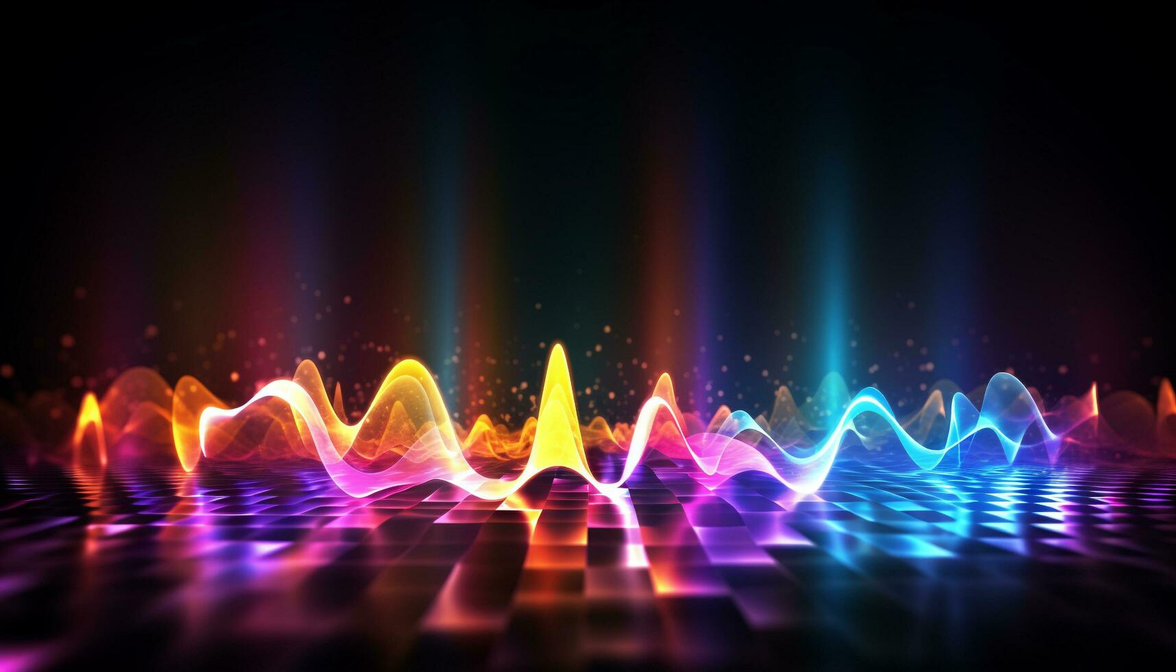 AI generated Bright glowing colors wave in a vibrant nightclub generated by AI photo