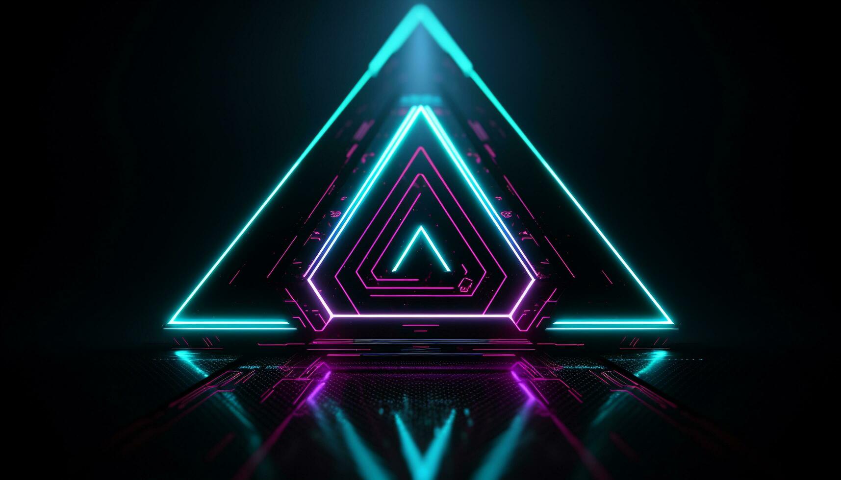AI generated Glowing abstract blue neon lights illuminate space generated by AI photo