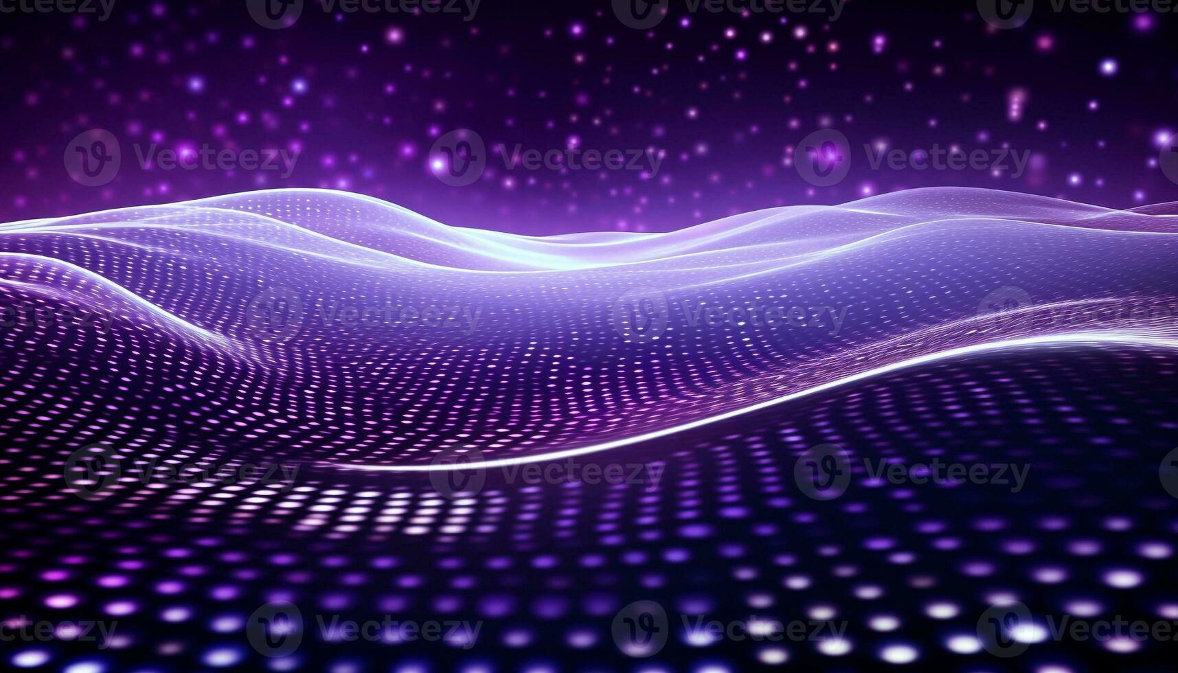 AI generated Glowing wave pattern in dark purple backdrop generated by AI photo