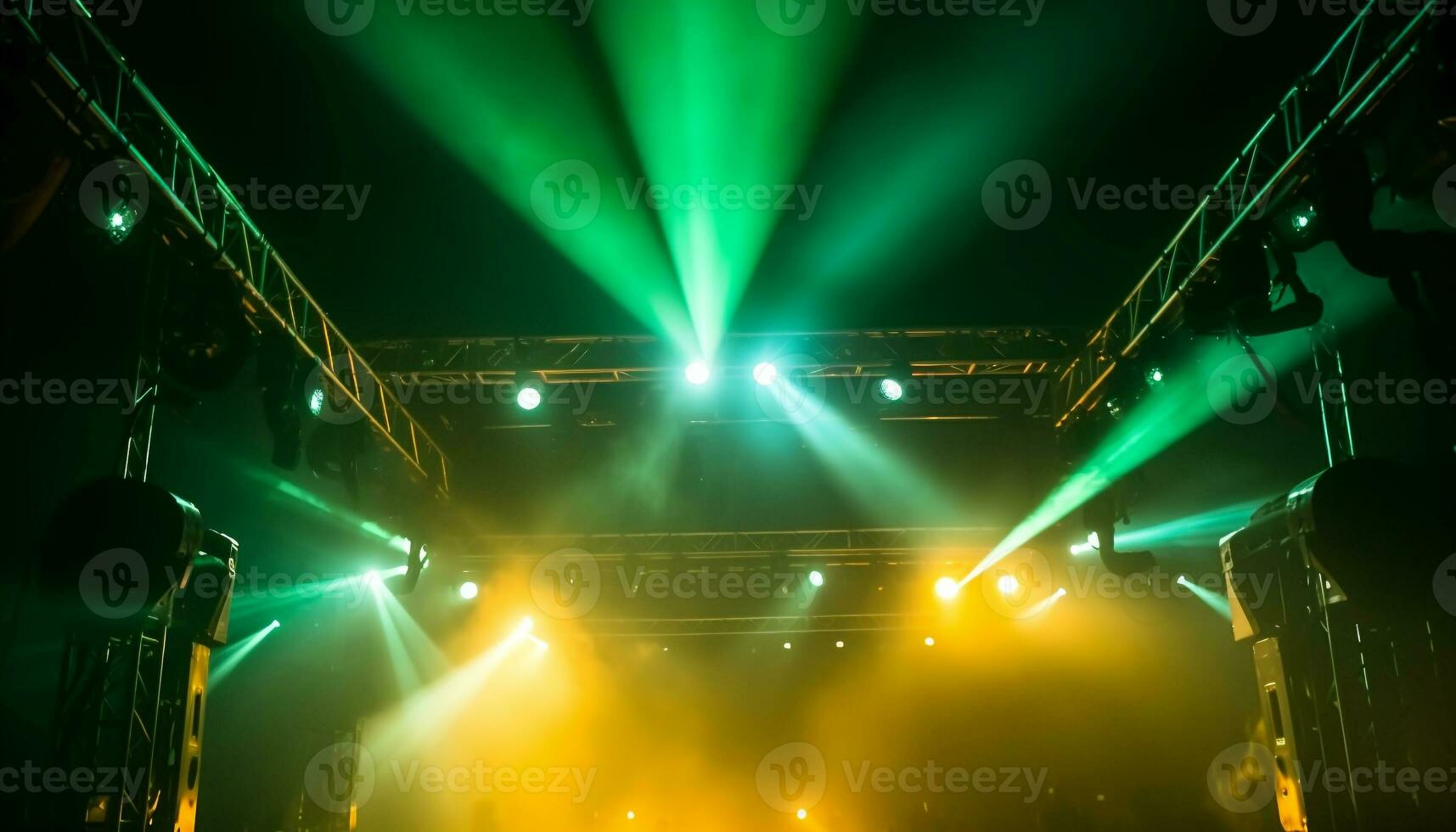 AI generated Glowing stage ignites night with bright disco lights generated by AI photo