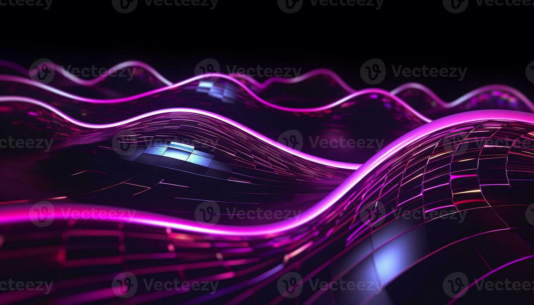 AI generated Futuristic neon shapes illuminate the dark abstract backdrop generated by AI photo