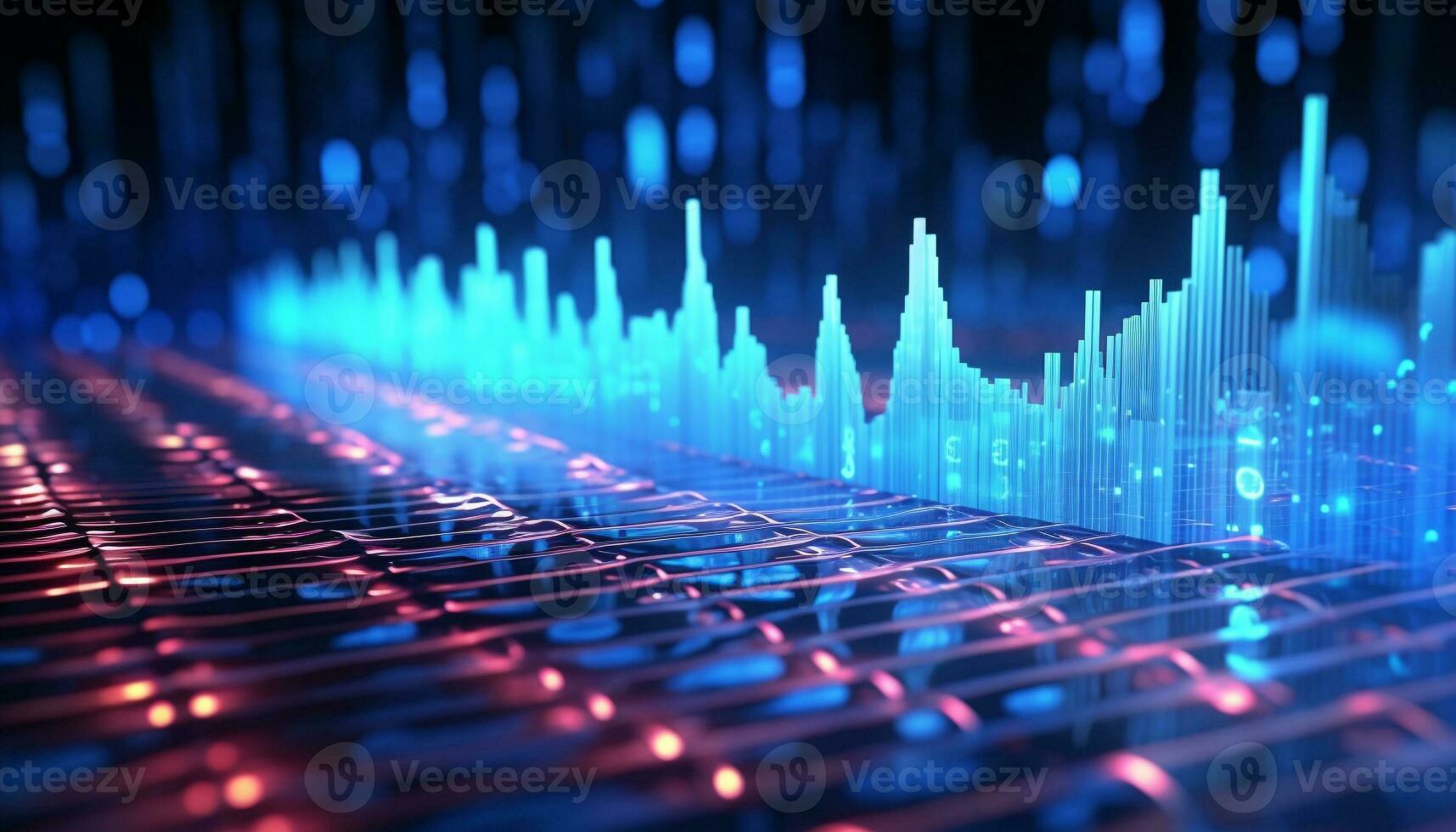 AI generated Glowing blue backdrop illuminates futuristic technology data generated by AI photo