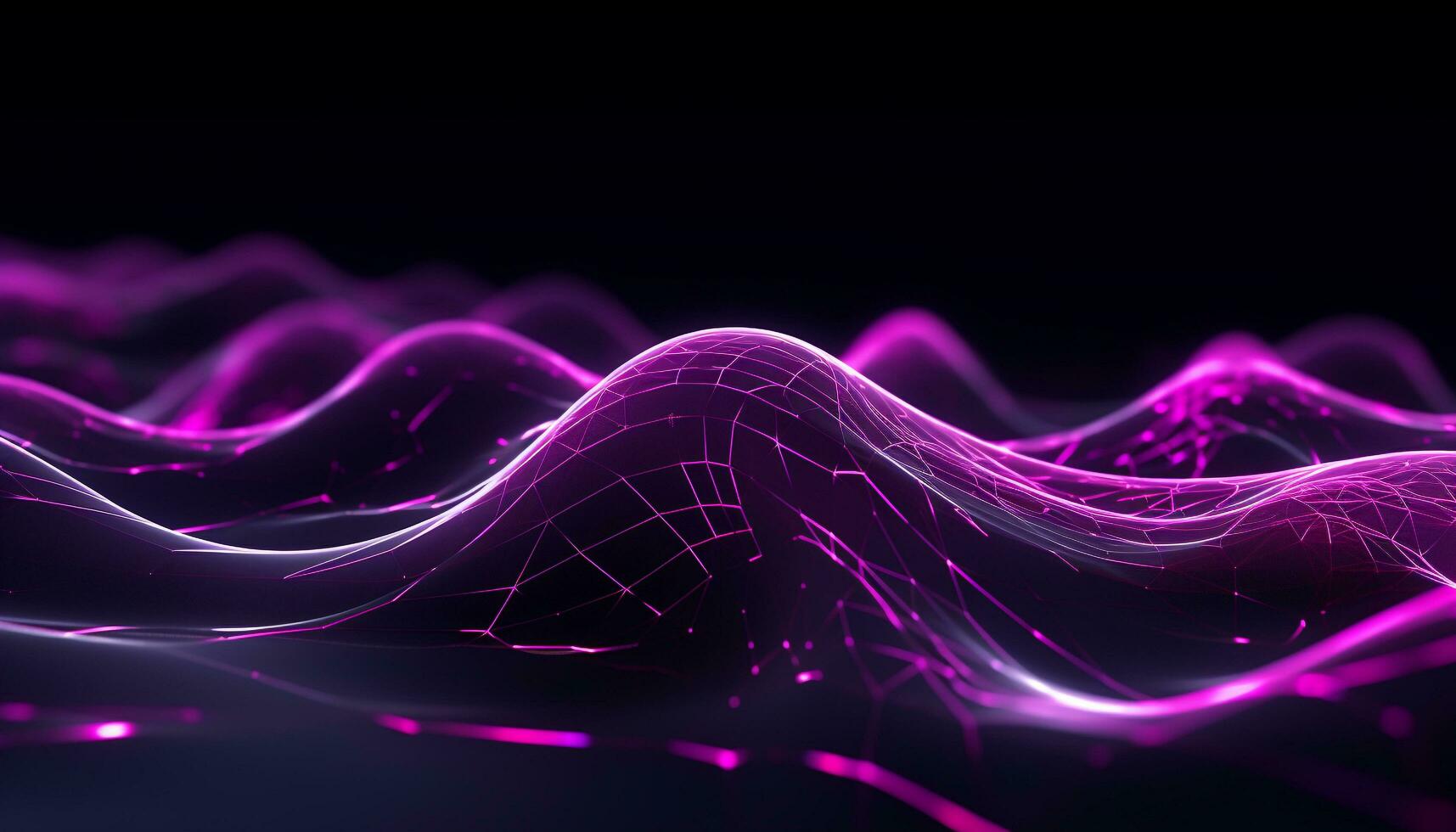 AI generated Glowing wave pattern in dark, futuristic computer graphic generated by AI photo