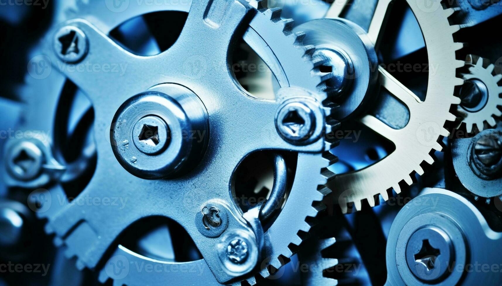 AI generated Steel machinery turning, teamwork interlocked, manufacturing equipment spinning generated by AI photo