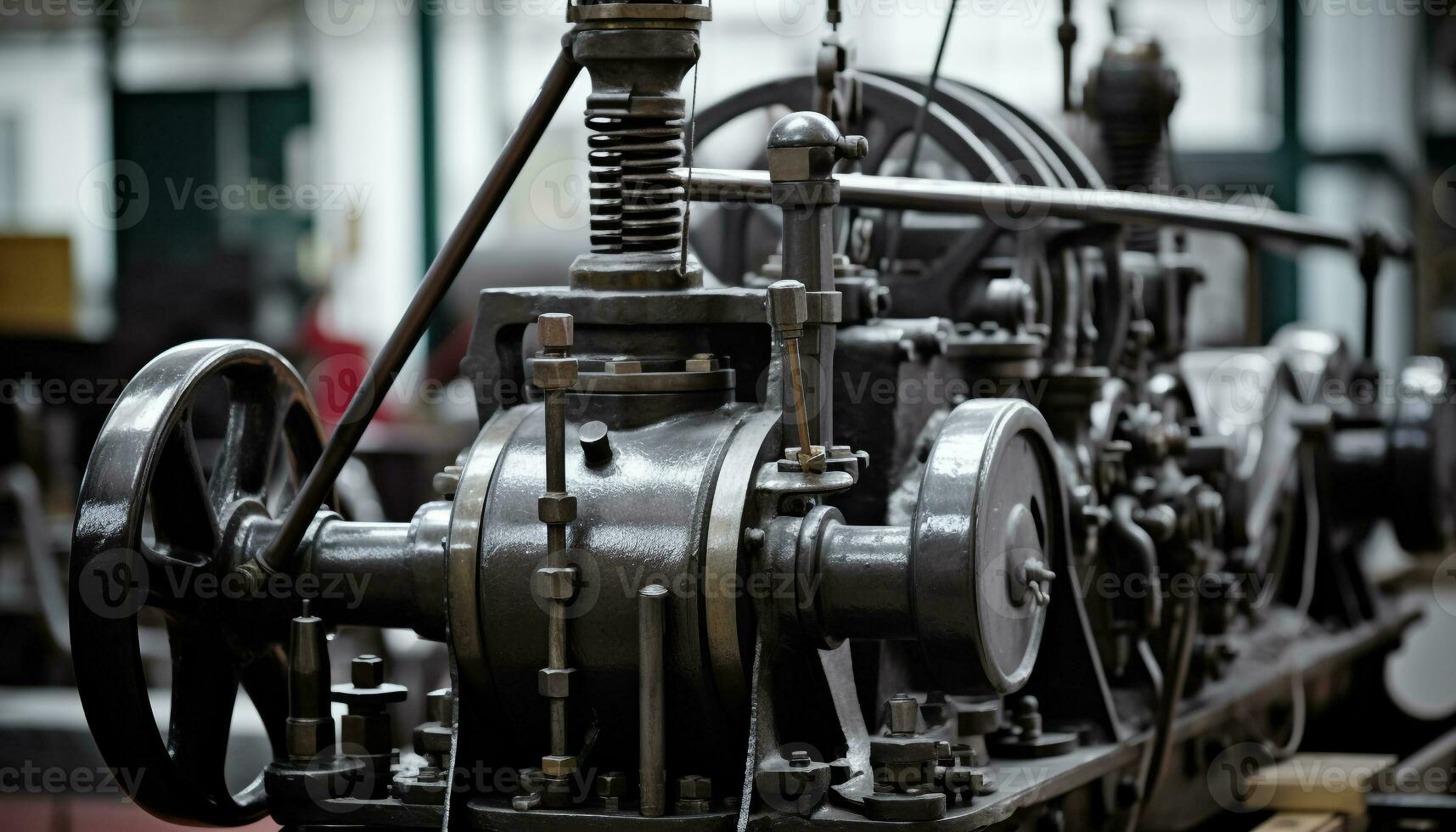 AI generated Metallic machinery in a steel factory workshop generated by AI photo