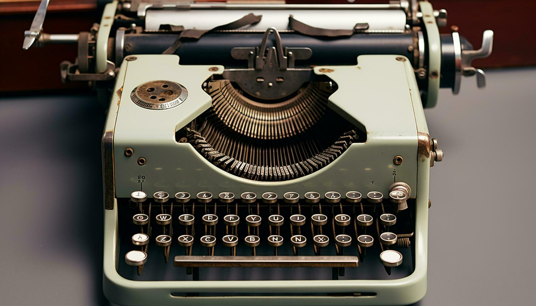 AI generated Typewriter, old fashioned machinery for typing letters and texts generated by AI photo
