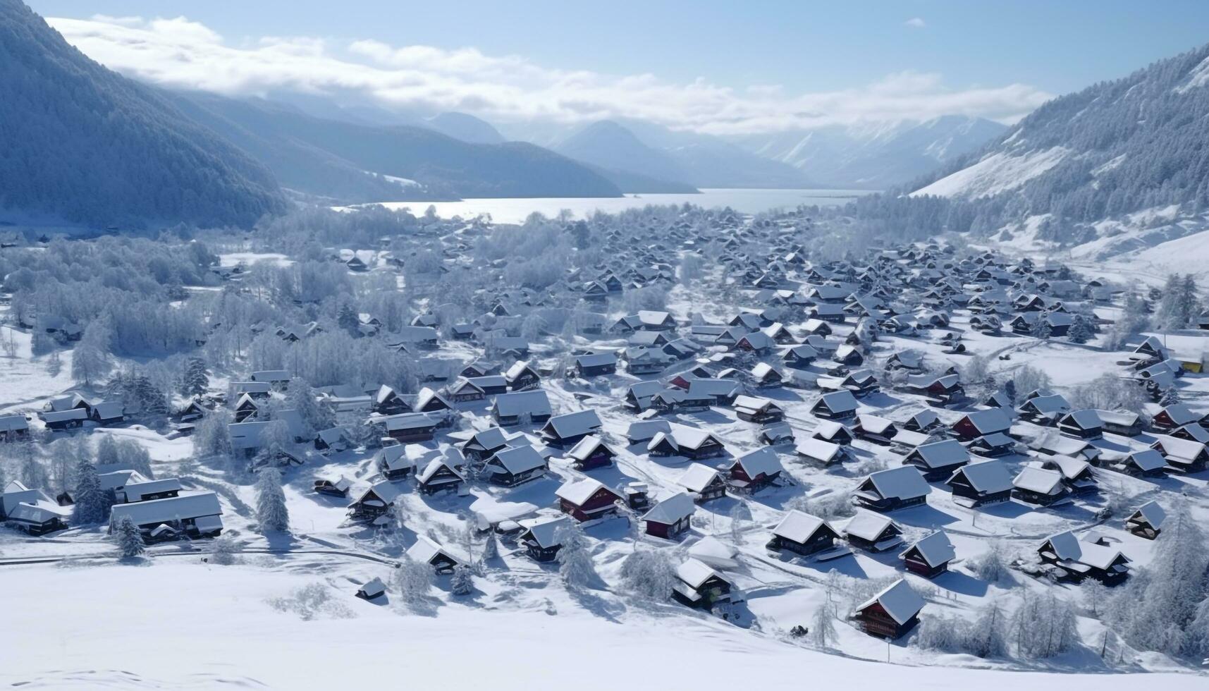 ai generado invierno montaña paisaje, un Nevado aventuras espera generado por ai foto