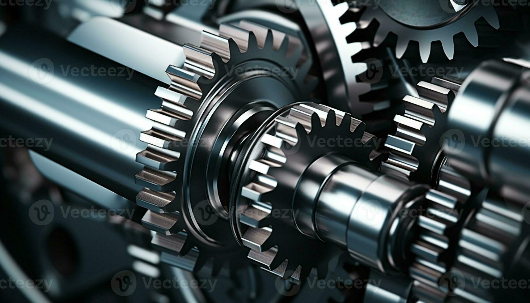 AI generated Metallic machinery turning in workshop, teamwork interlocked for progress generated by AI photo