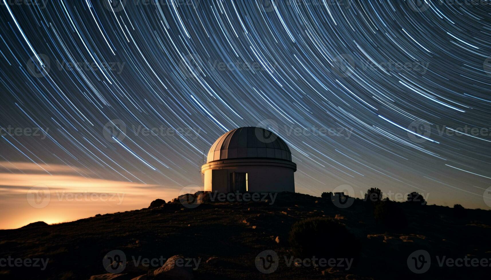 AI generated Milky Way shines, star trail reveals nature beauty generated by AI photo