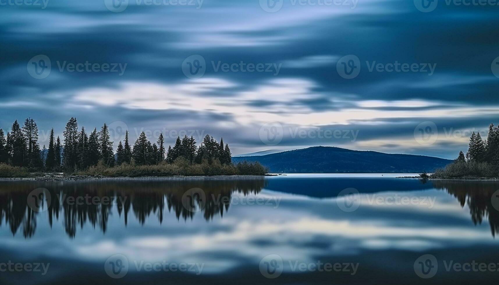 AI generated Tranquil scene of a majestic mountain reflecting in a pond generated by AI photo