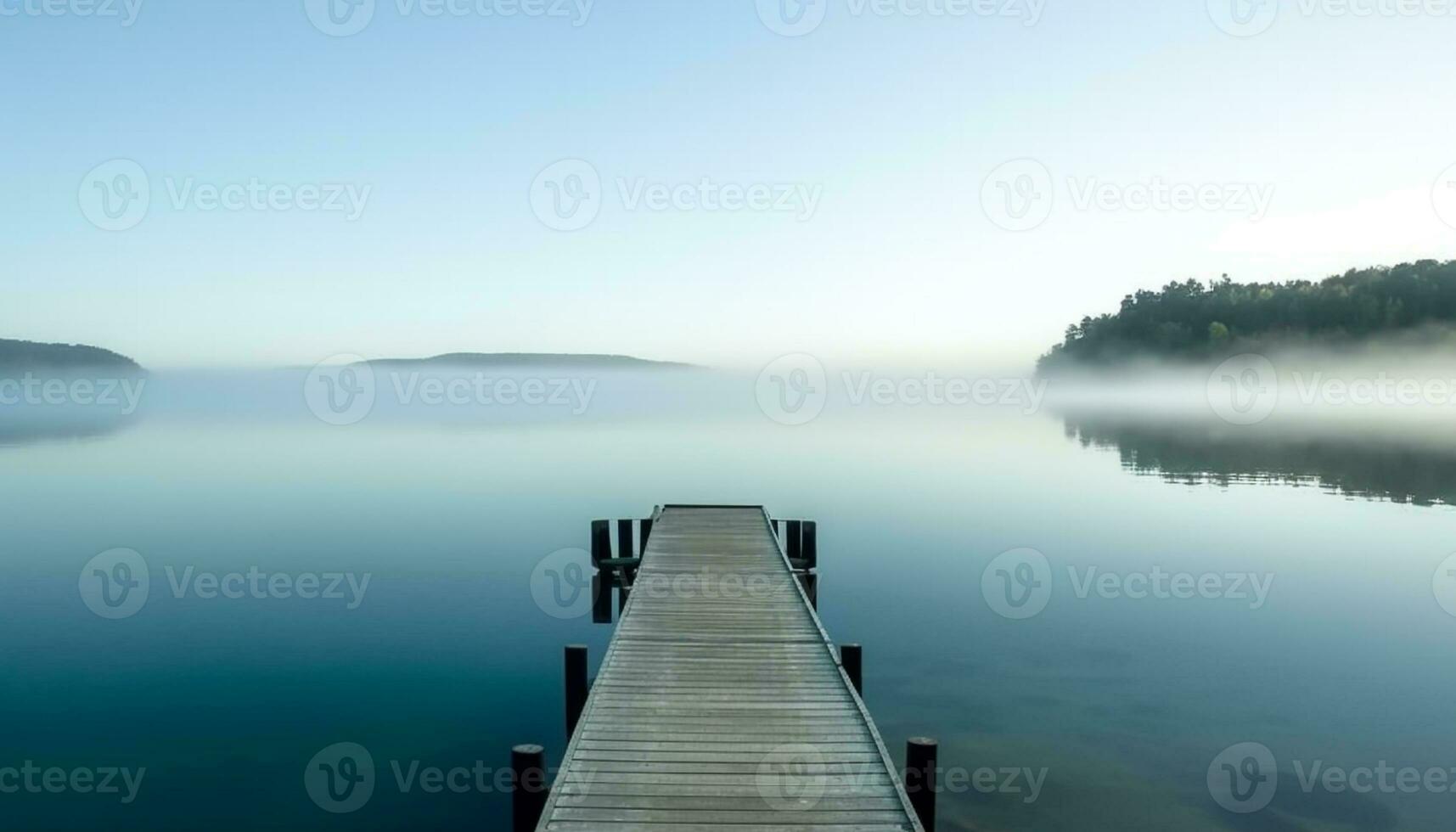 AI generated Tranquil scene, blue reflection, mountain, forest, wood generated by AI photo