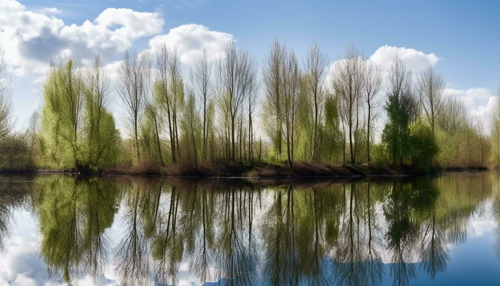 ai generado tranquilo escena de un brillante azul reflexión generado por ai foto