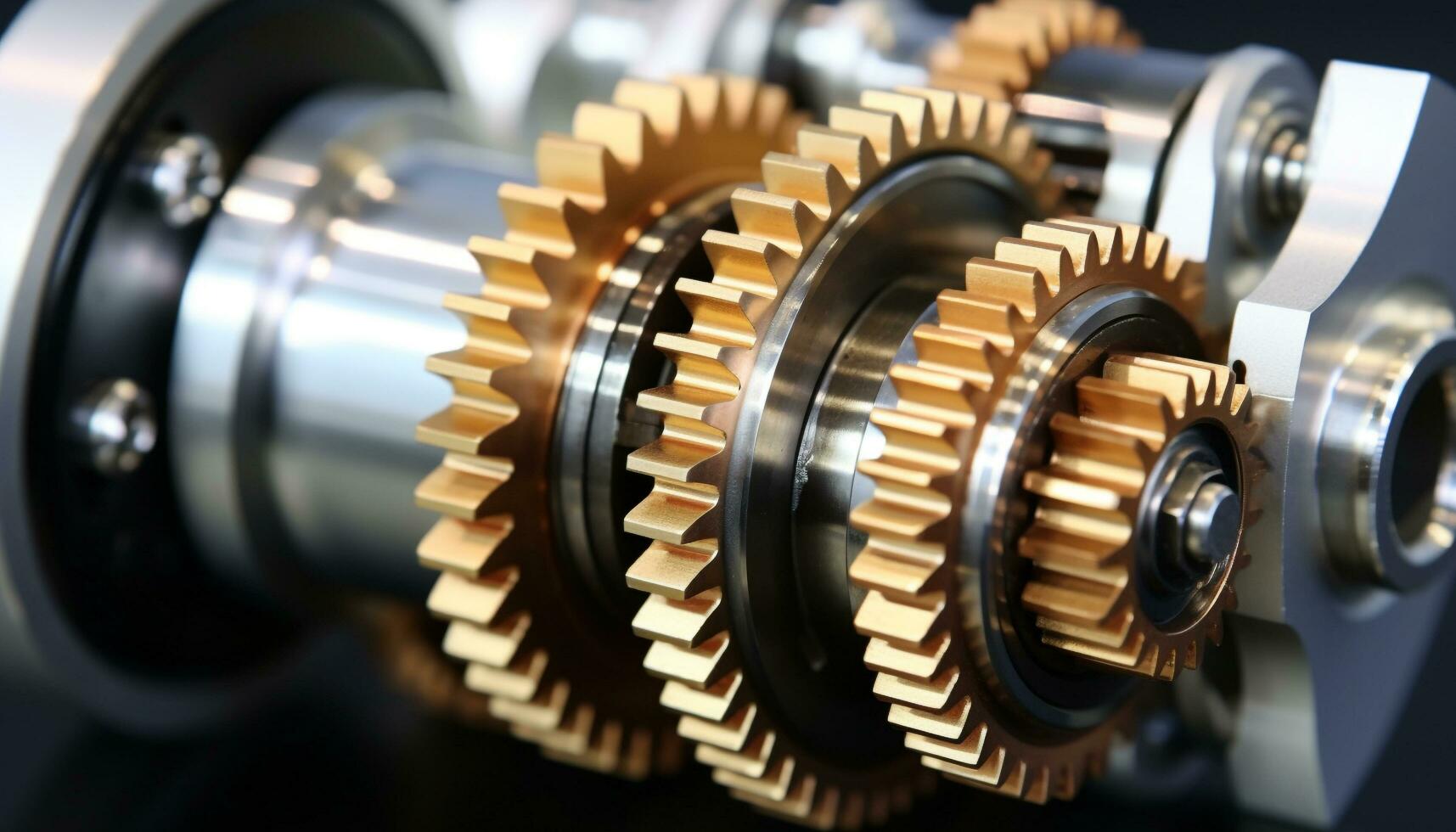 AI generated Interlocked gears turning, teamwork in manufacturing machinery generated by AI photo