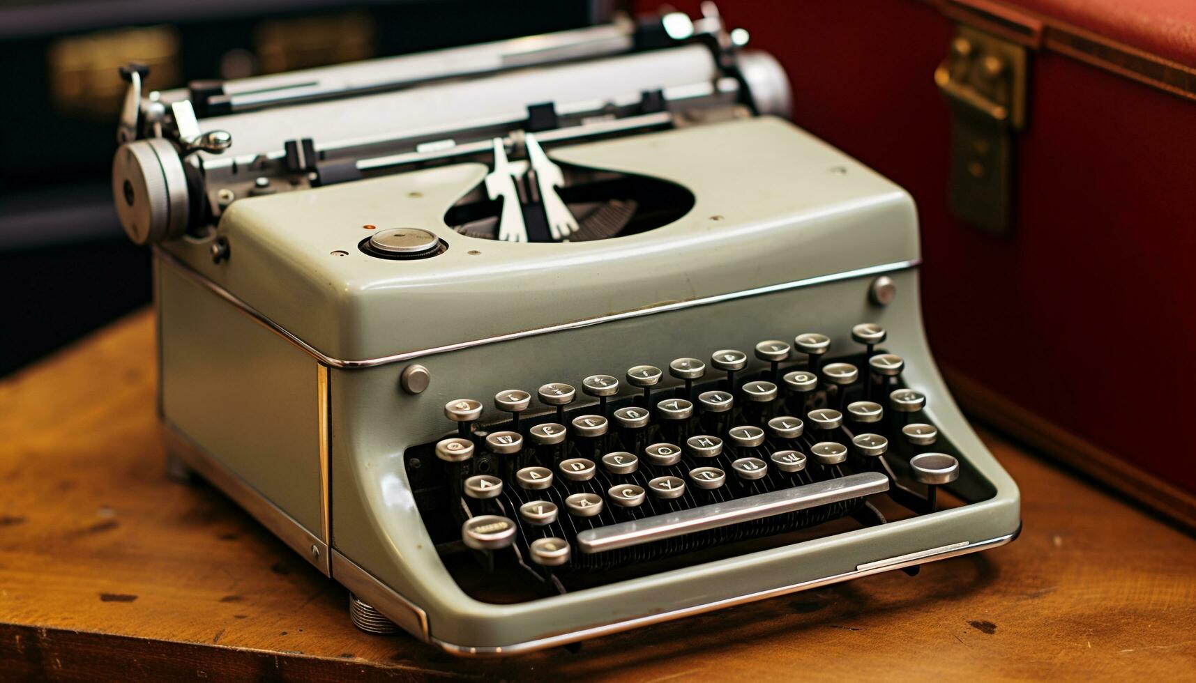 ai generado Clásico máquina de escribir en de madera mesa, capturar nostalgia generado por ai foto