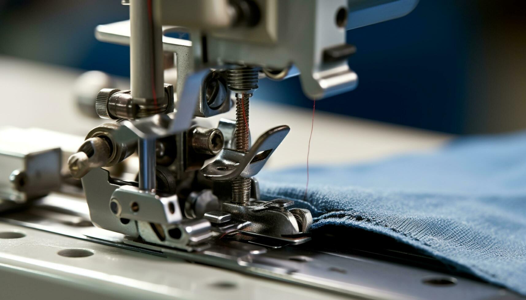 ai generado de coser máquina, textil industria, fábrica, maquinaria, equipo generado por ai foto