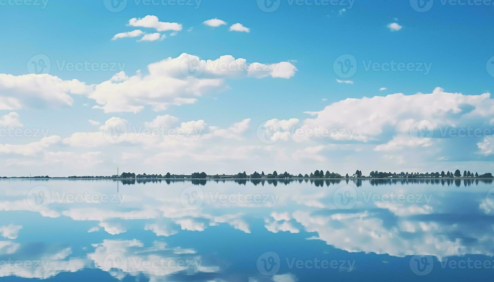 AI generated Tranquil scene of blue water reflects nature beauty generated by AI photo