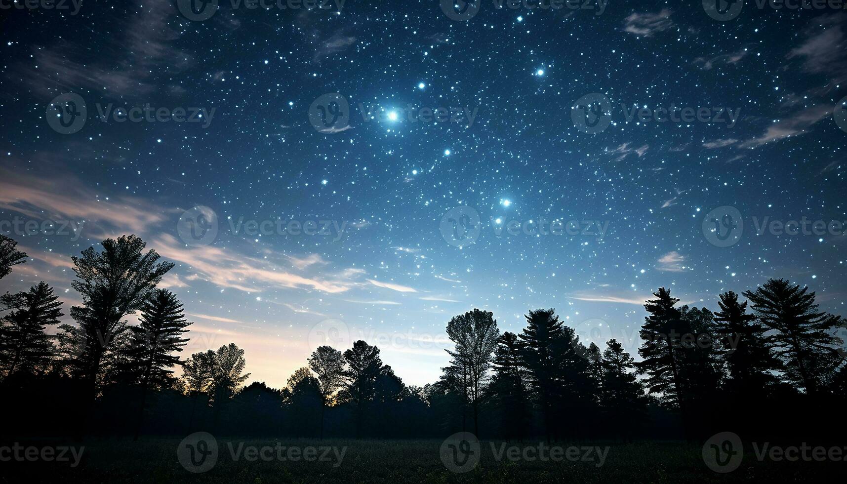 ai generado silueta de árbol en estrellado noche cielo generado por ai foto