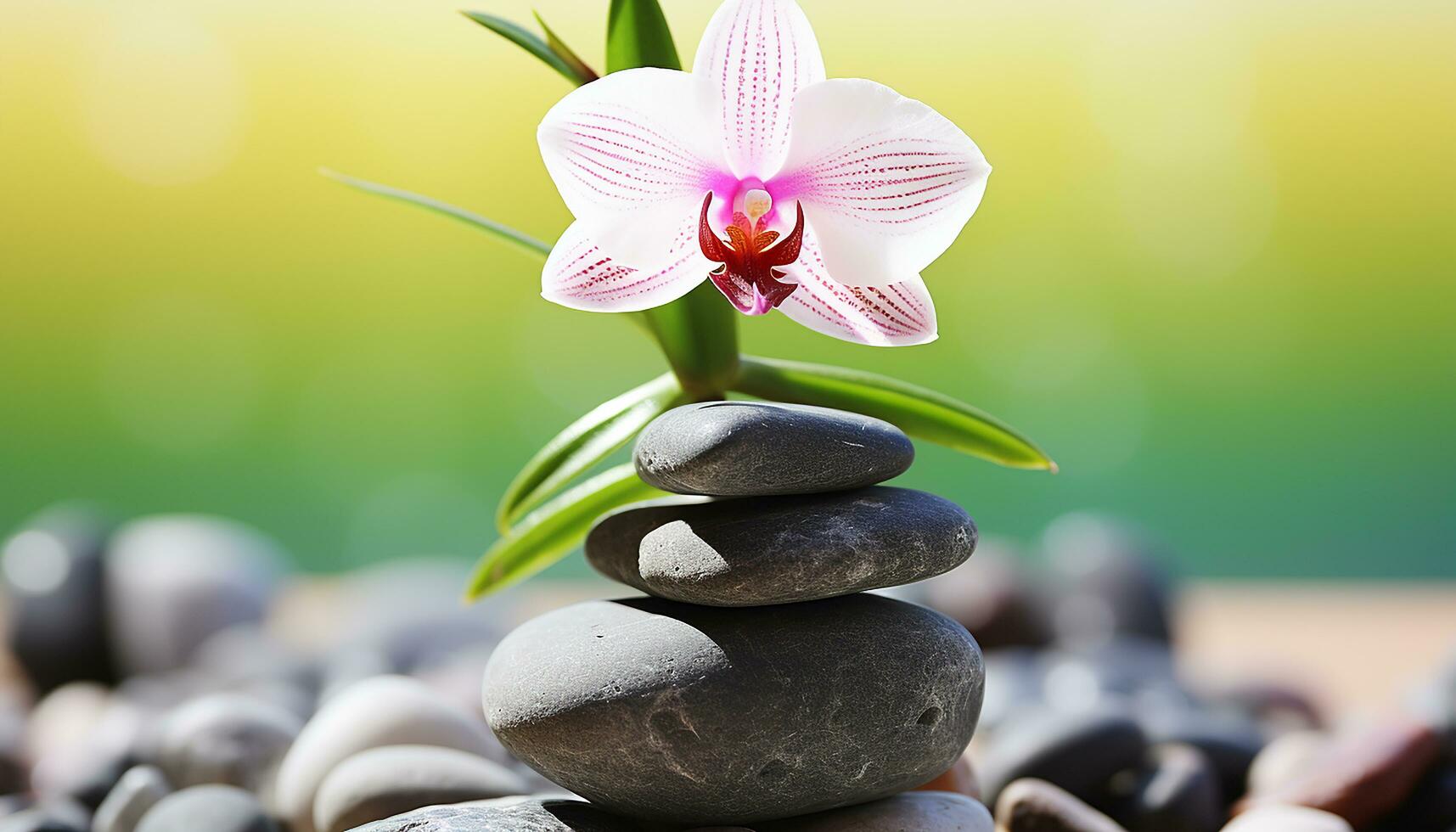 AI generated Stacked pebbles symbolize balance and harmony in nature