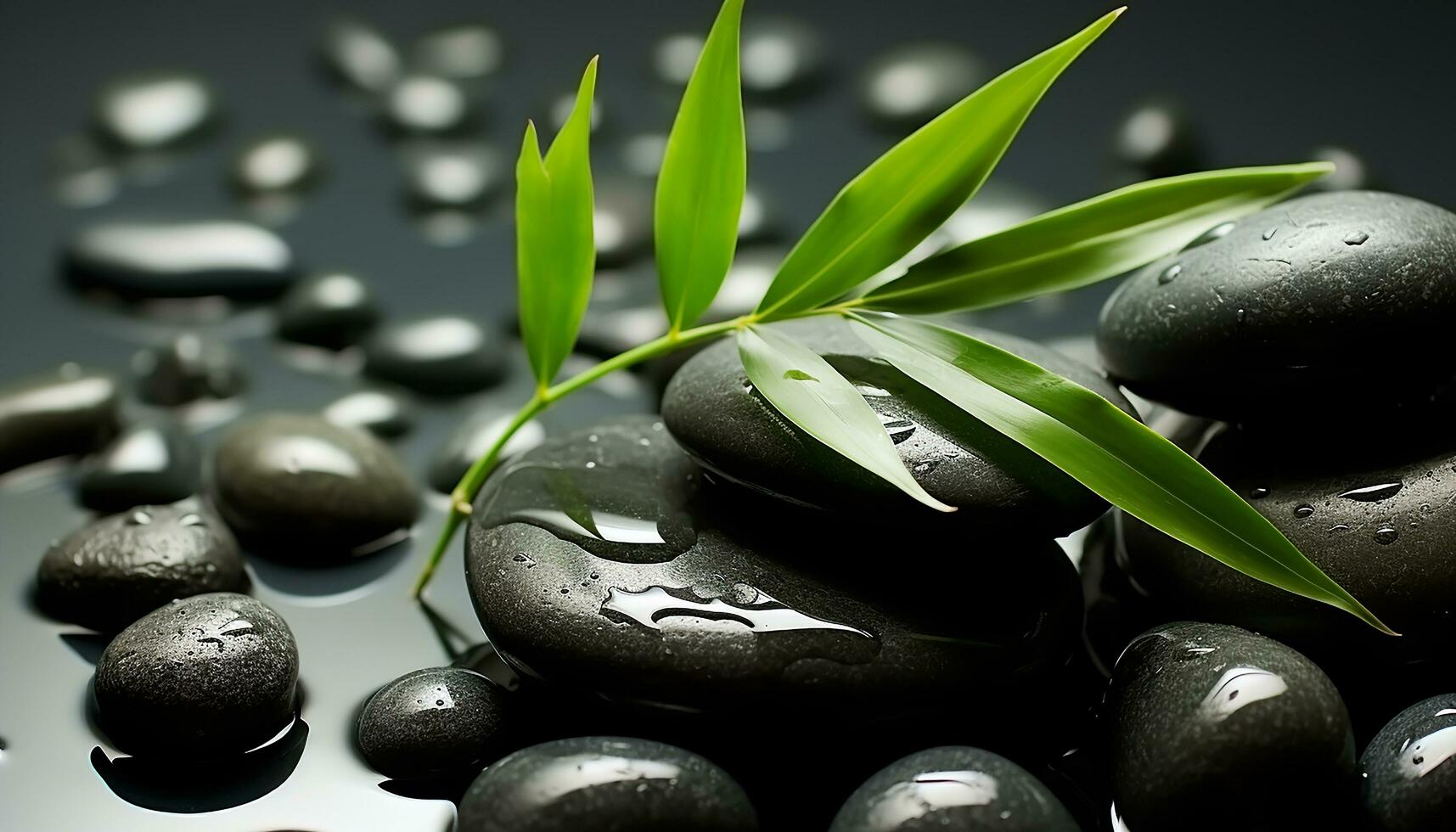 AI generated Freshness and harmony in nature tranquil scene generated by AI photo