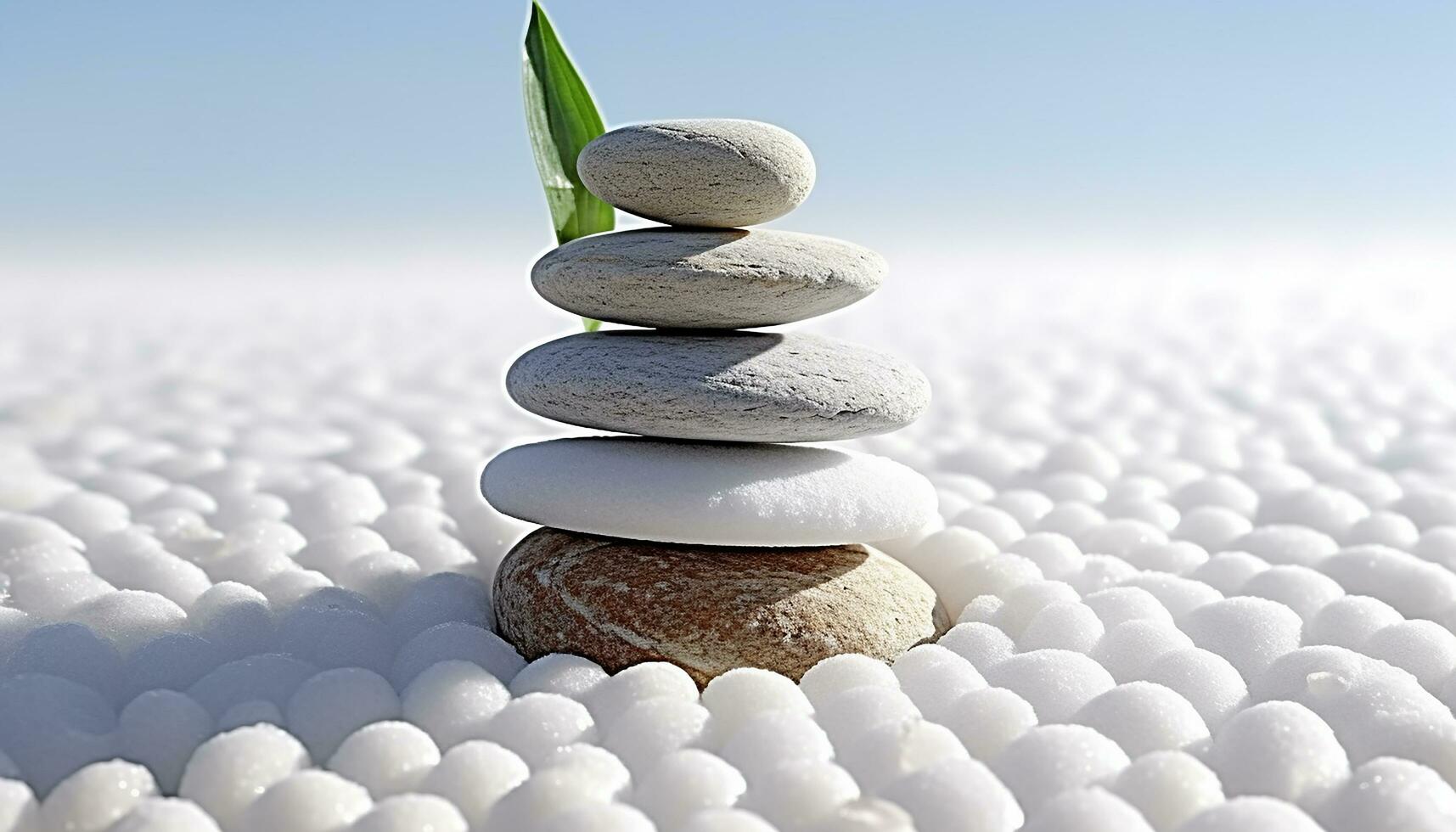 AI generated Stacked stone pyramid represents harmony and tranquility generated by AI photo