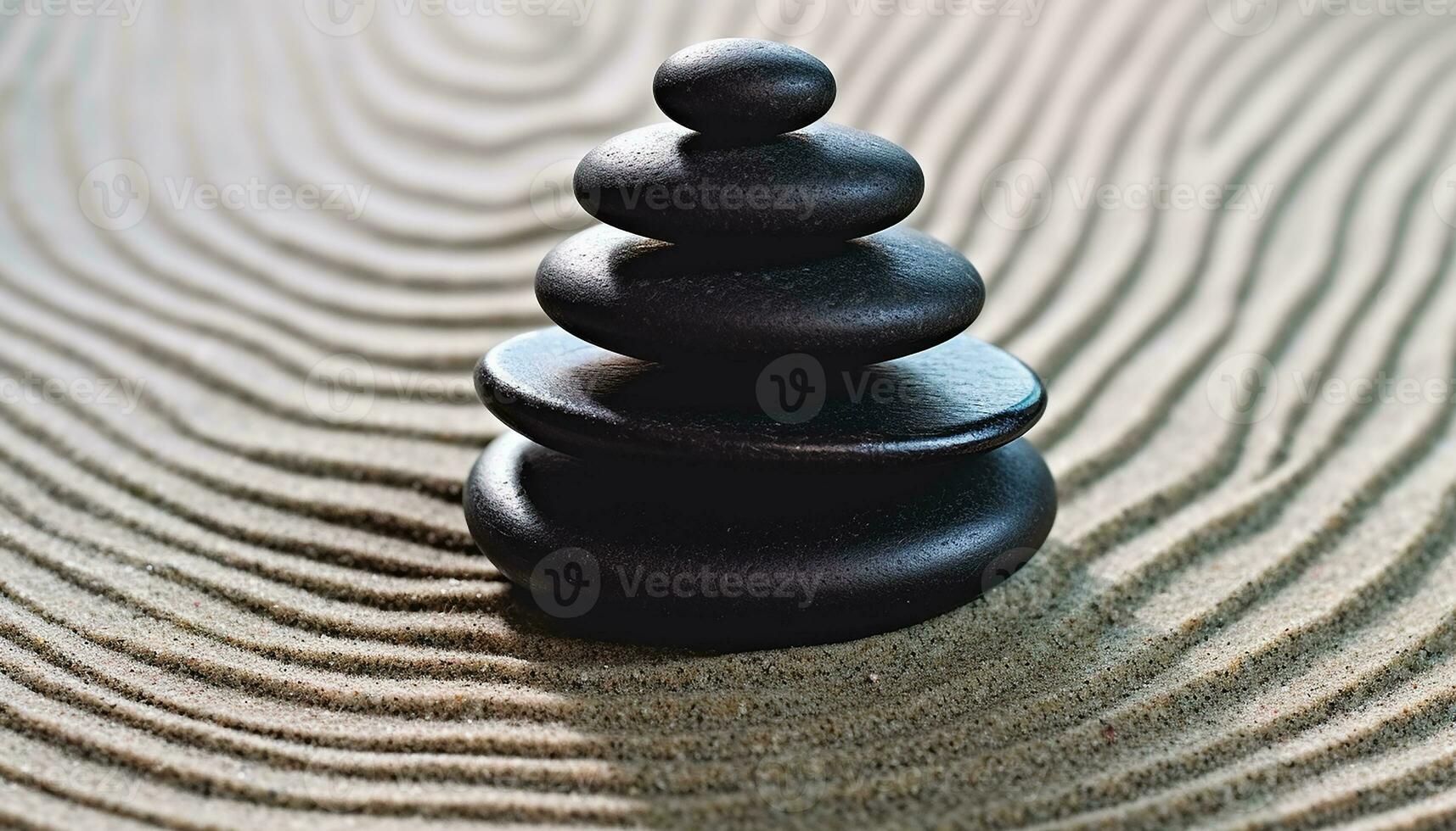 AI generated Tranquil scene of stacked stones symbolizing harmony generated by AI photo