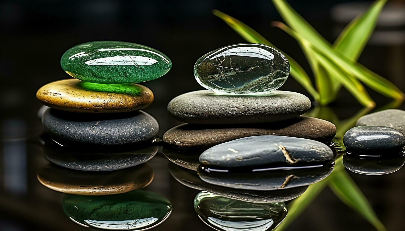 AI generated Smooth stone reflects harmony and beauty in nature generated by AI photo