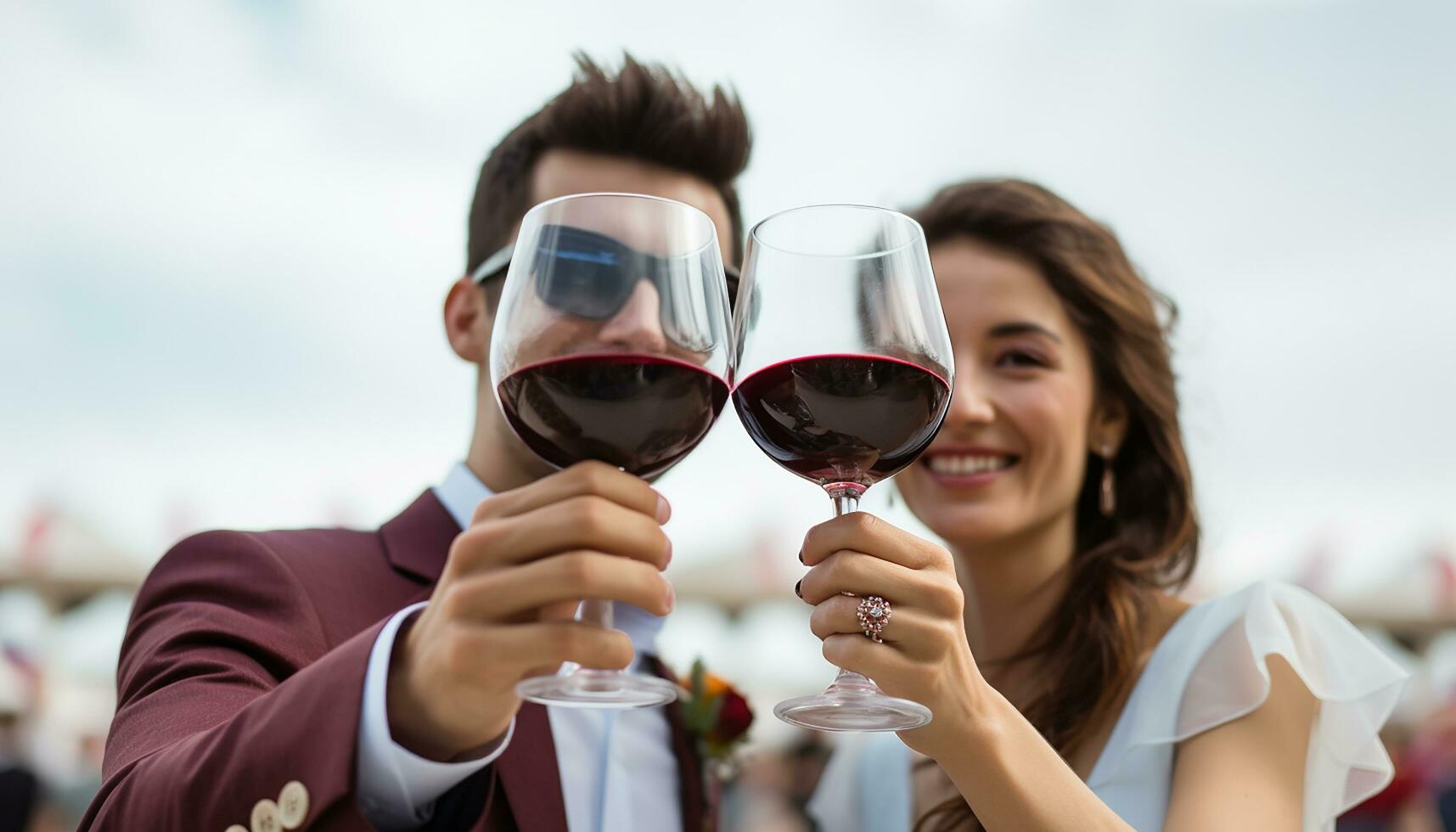 ai generado s disfrutando un romántico al aire libre vino celebracion, generado por ai foto