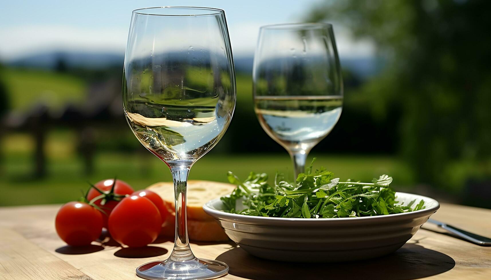 AI generated Freshness of summer, wine, food, nature, , generated by AI photo