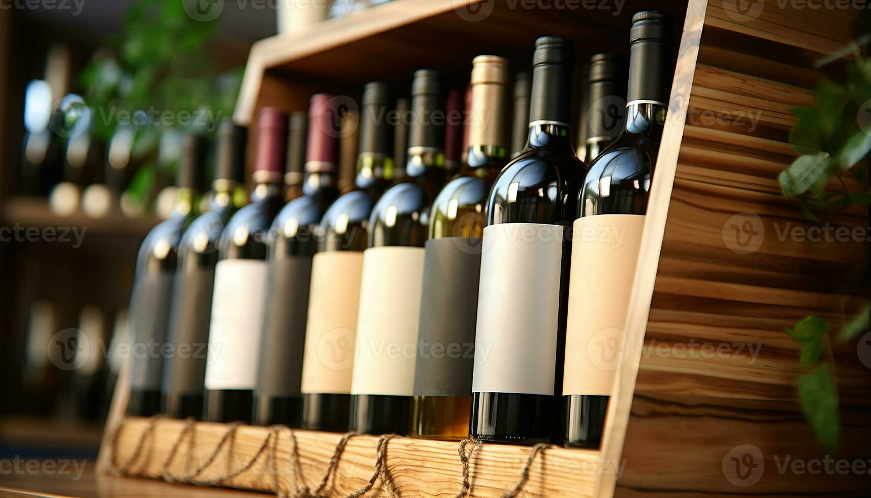 AI generated Stacked wine bottles in a cellar, a luxury collection generated by AI photo