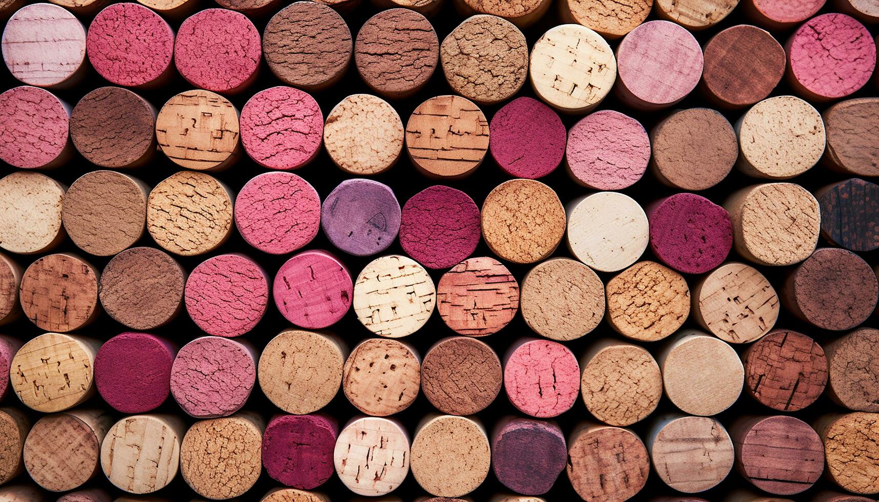 AI generated Stack of multi colored wine corks in a circle generated by AI photo