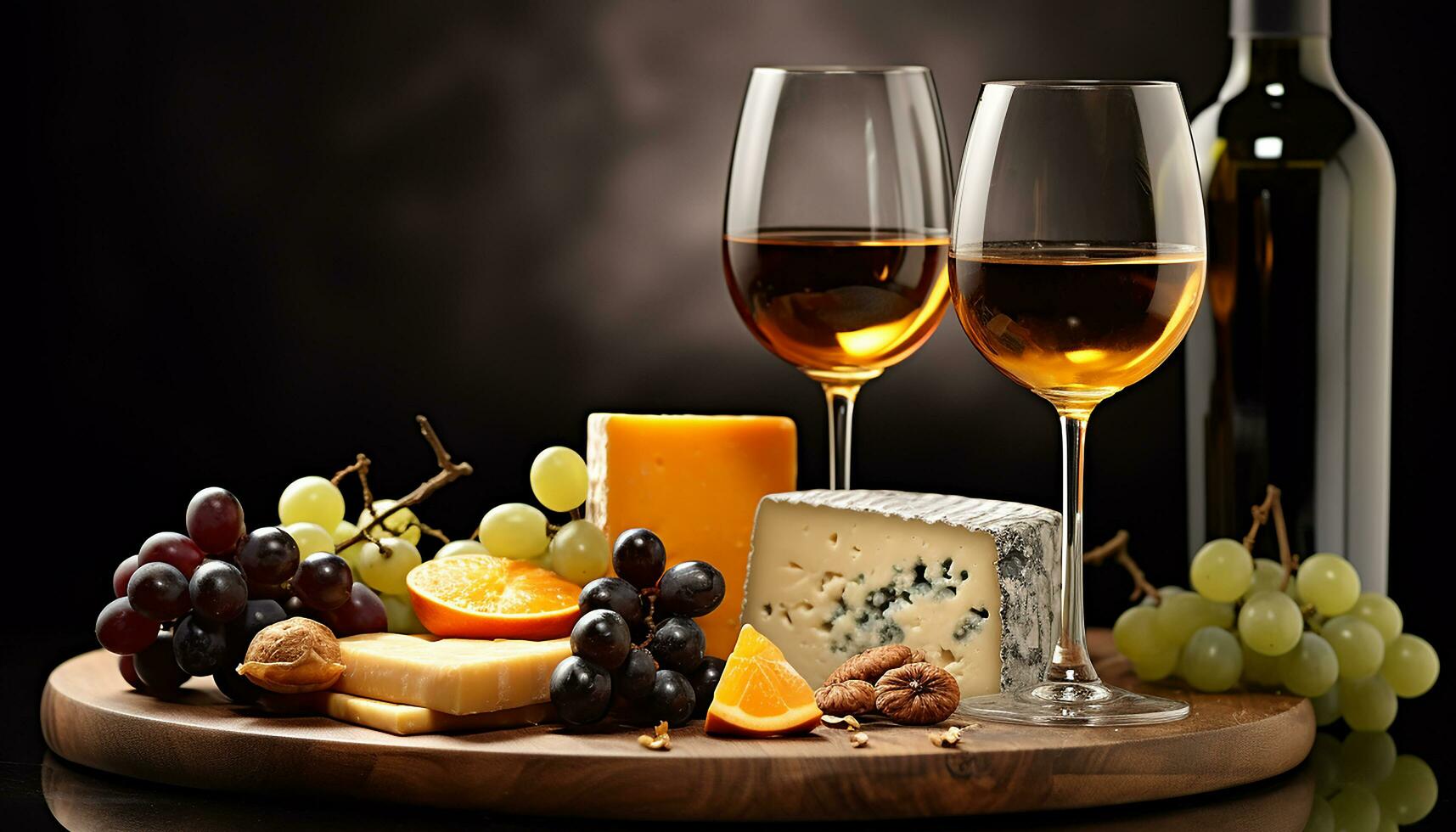 ai generado gastrónomo vino y queso, un delicioso aperitivo generado por ai foto