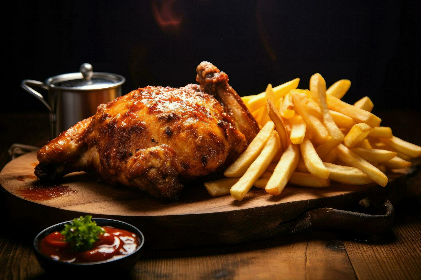 AI generated Delicious crispy grilled chicken wings, Tandoori chicken, fried chicken ,Close up on delicious chicken meal, Ai generated photo