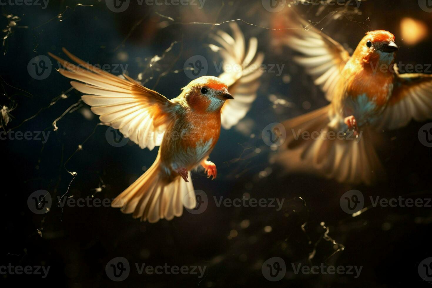 AI generated Winter Birds in Flight - Generative AI photo