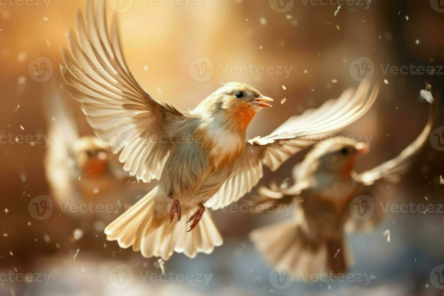 AI generated Winter Birds in Flight - Generative AI photo