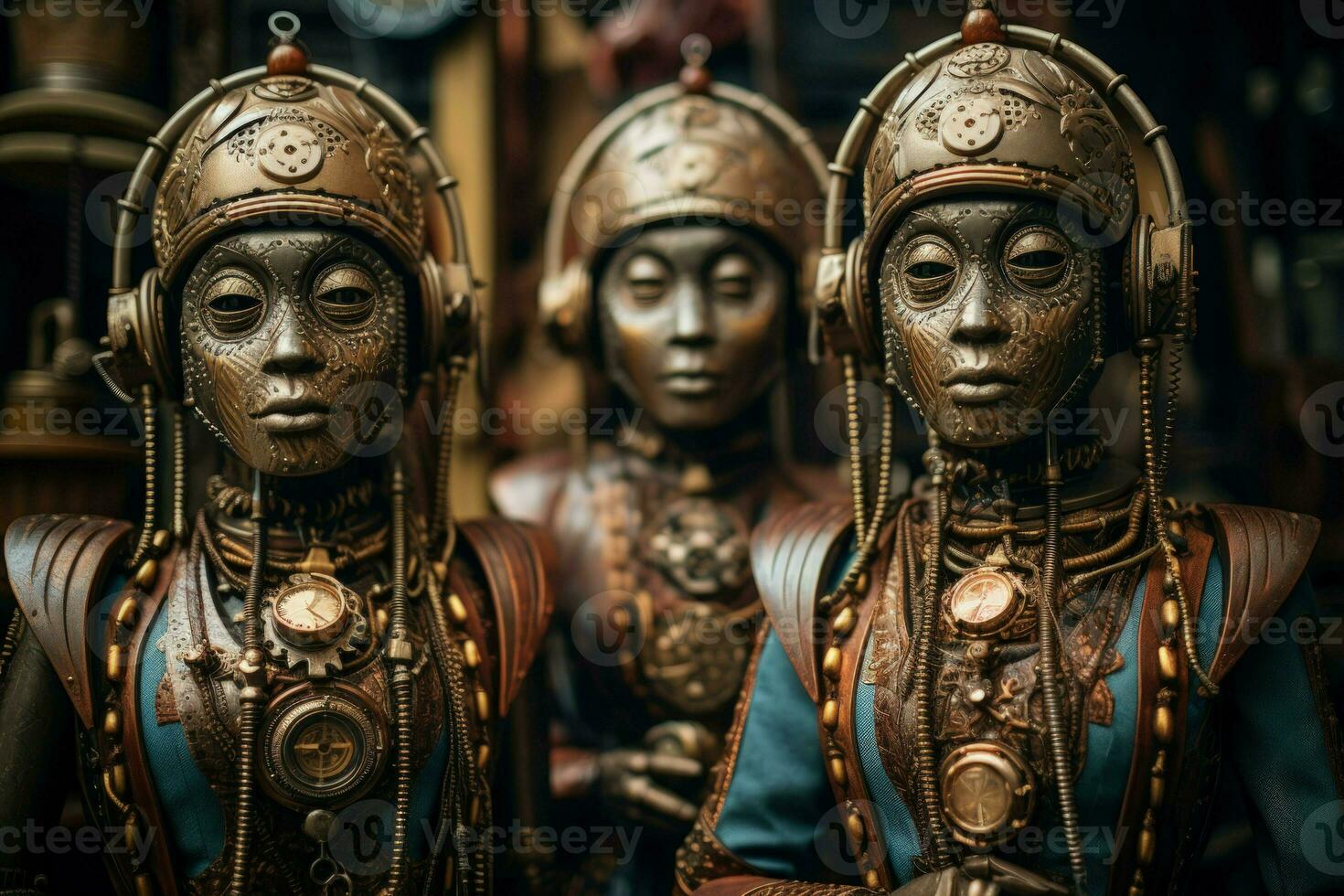 AI generated Steampunk-inspired clockwork automatons with intricate gears and mechanisms - Generative AI photo