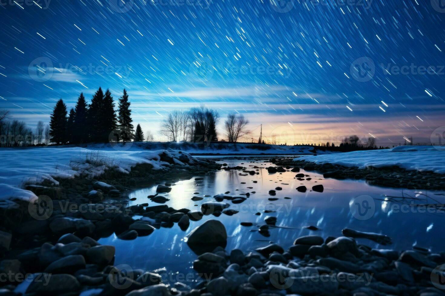 AI generated Starry Winter Nights - Generative AI photo