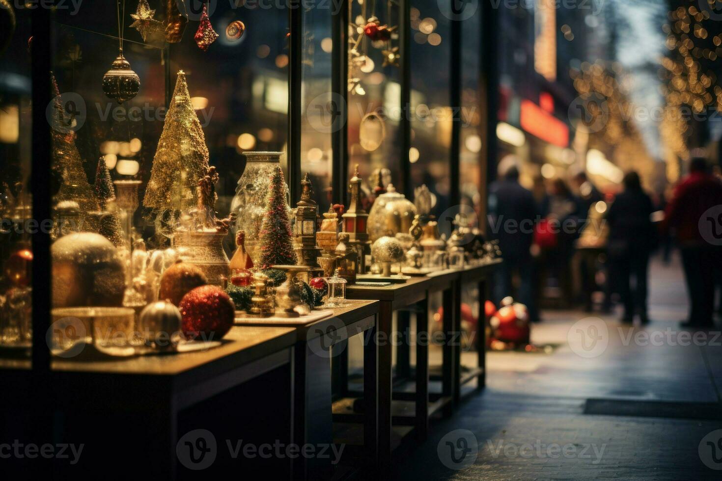 AI generated Christmas Window Shopping - Generative AI photo