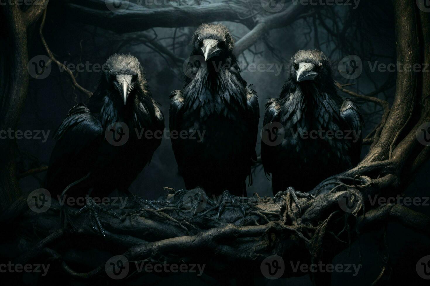 AI generated Cursed wereravens, trapped in a cycle of human and raven forms - Generative AI photo