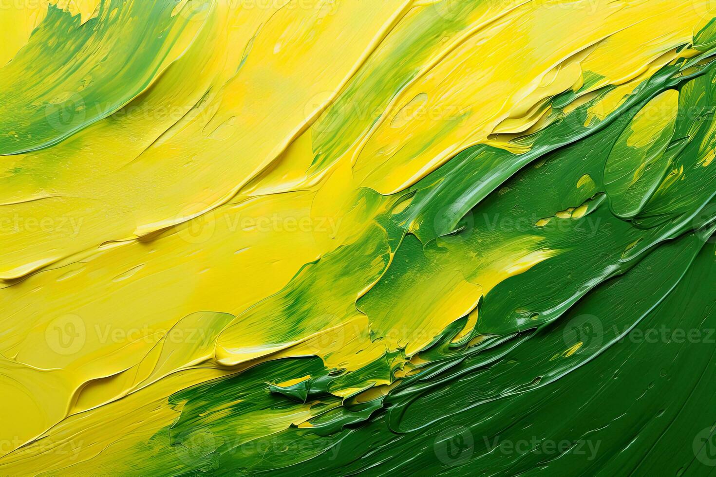 ai generado verde y amarillo resumen petróleo pintura en lienzo, acrílico textura fondo, áspero Pinceladas de pintar foto