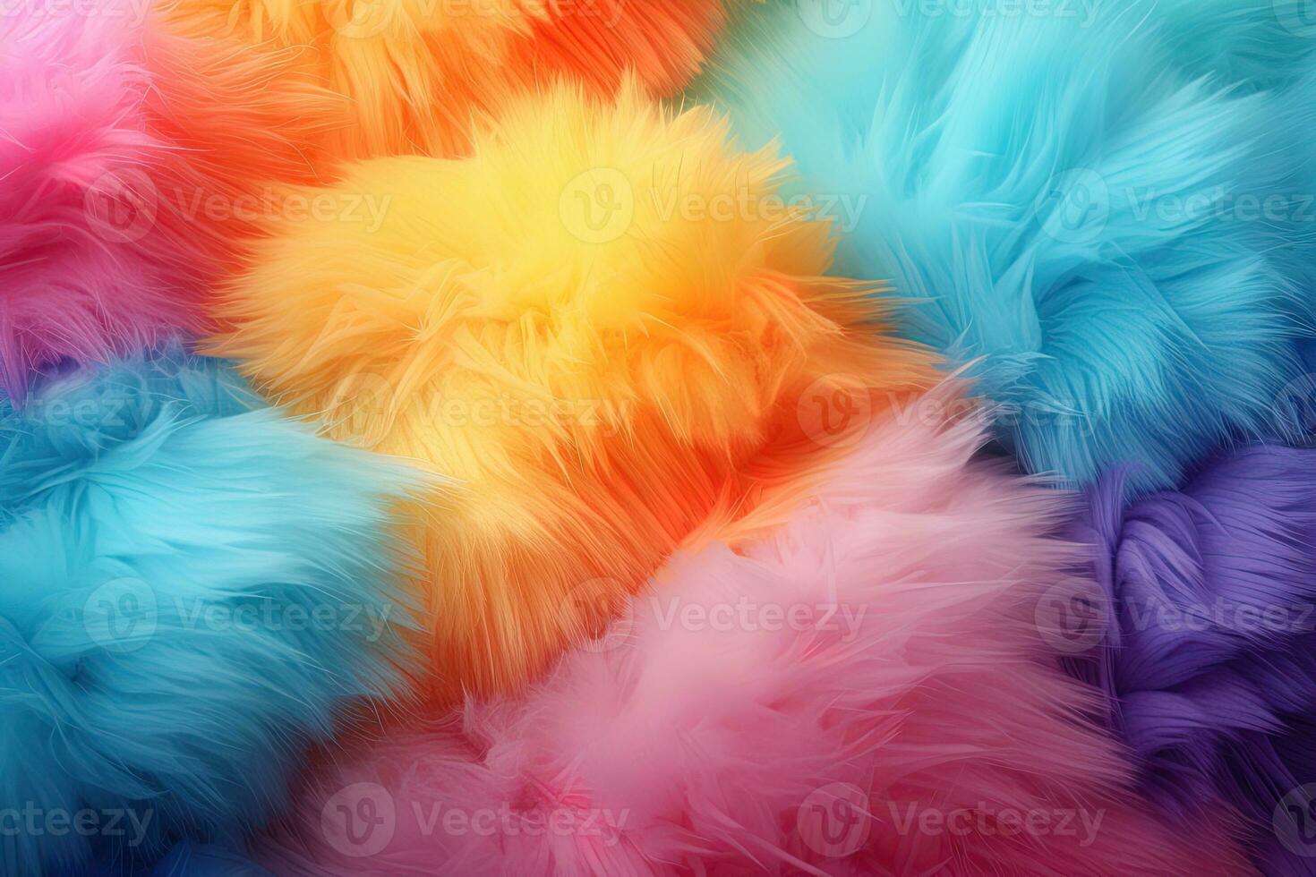 AI generated abstract background texture of fluffy multicolored fur of pastel color photo