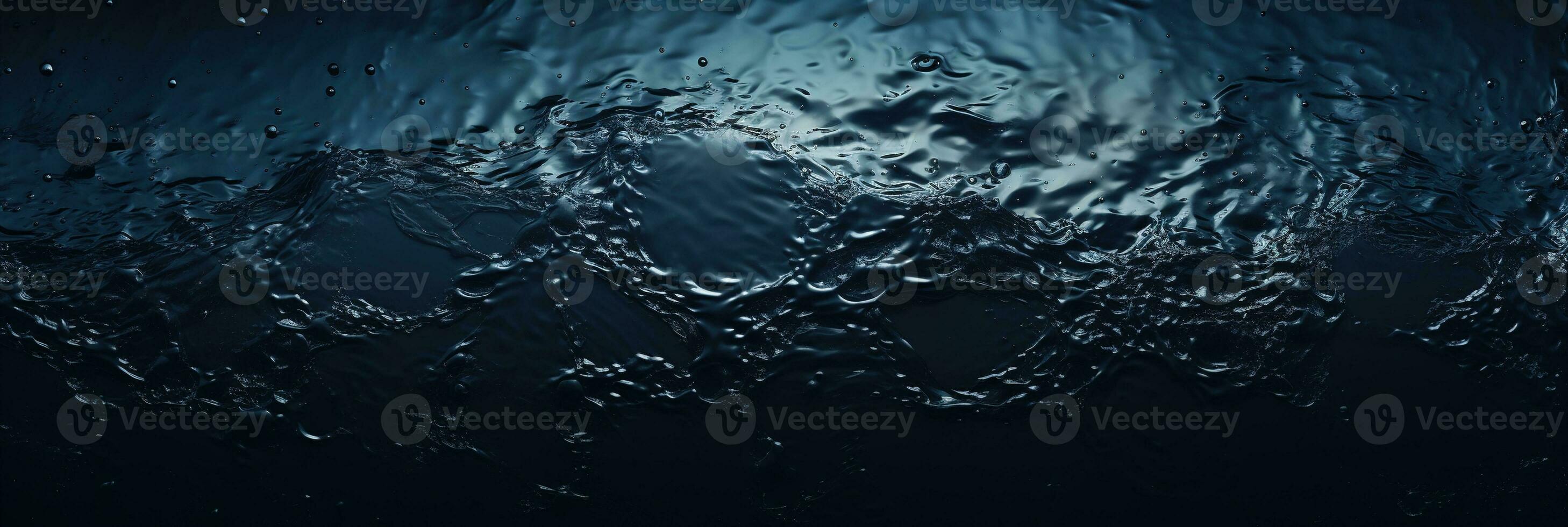 AI generated banner dark deep blue water surface with ripples top view photo