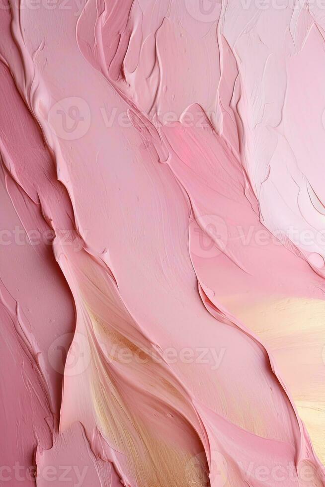 AI generated vertical pink and gold abstract oil painting on canvas, acrylic texture background, rough brushstrokes of paint photo