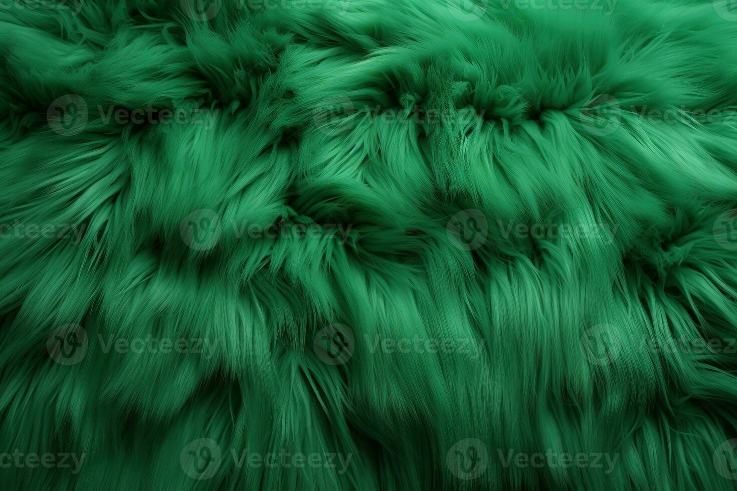 AI generated abstract background texture of fluffy emerald green fur photo