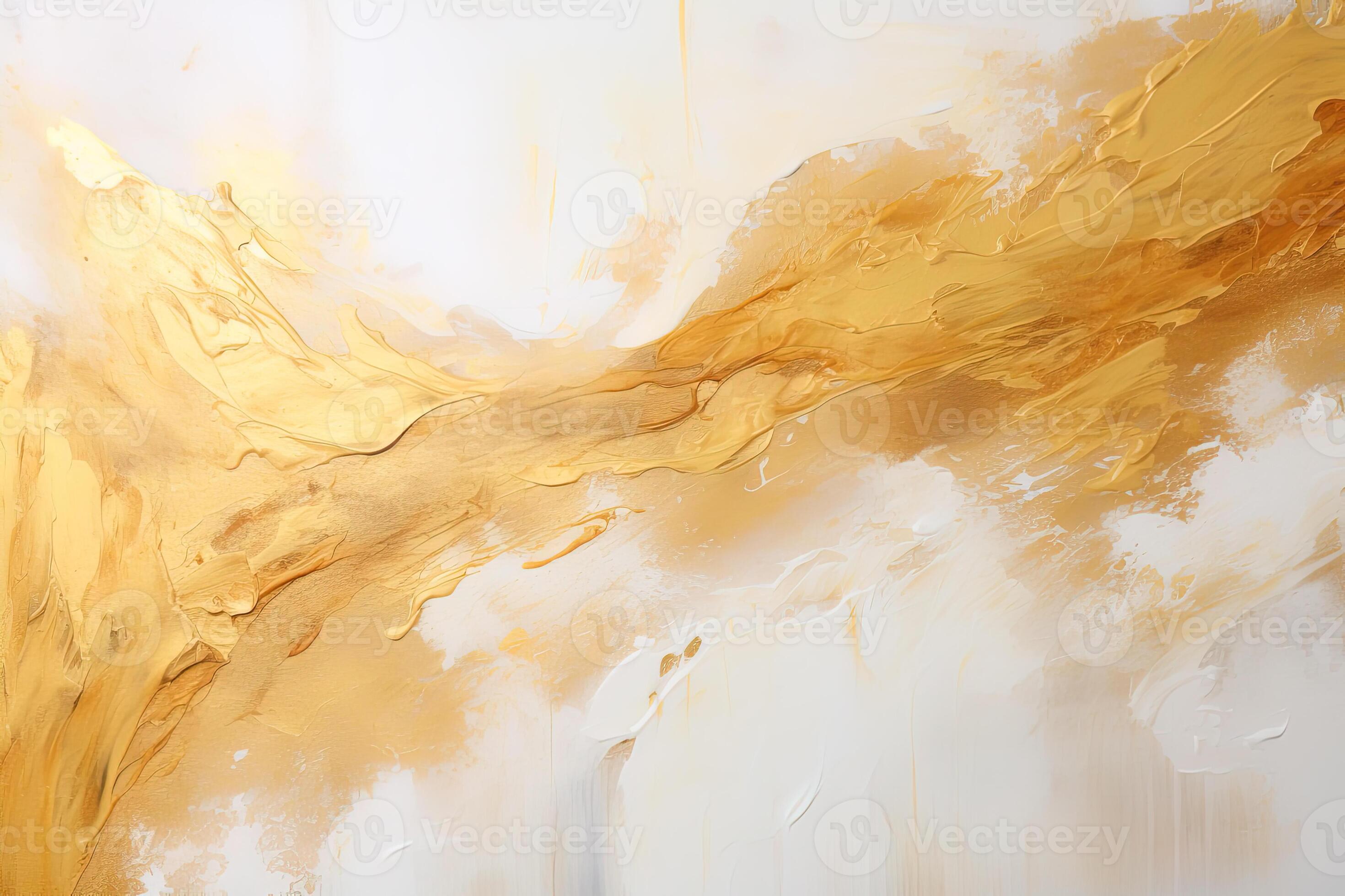 AI generated white and gold abstract oil painting on canvas, acrylic