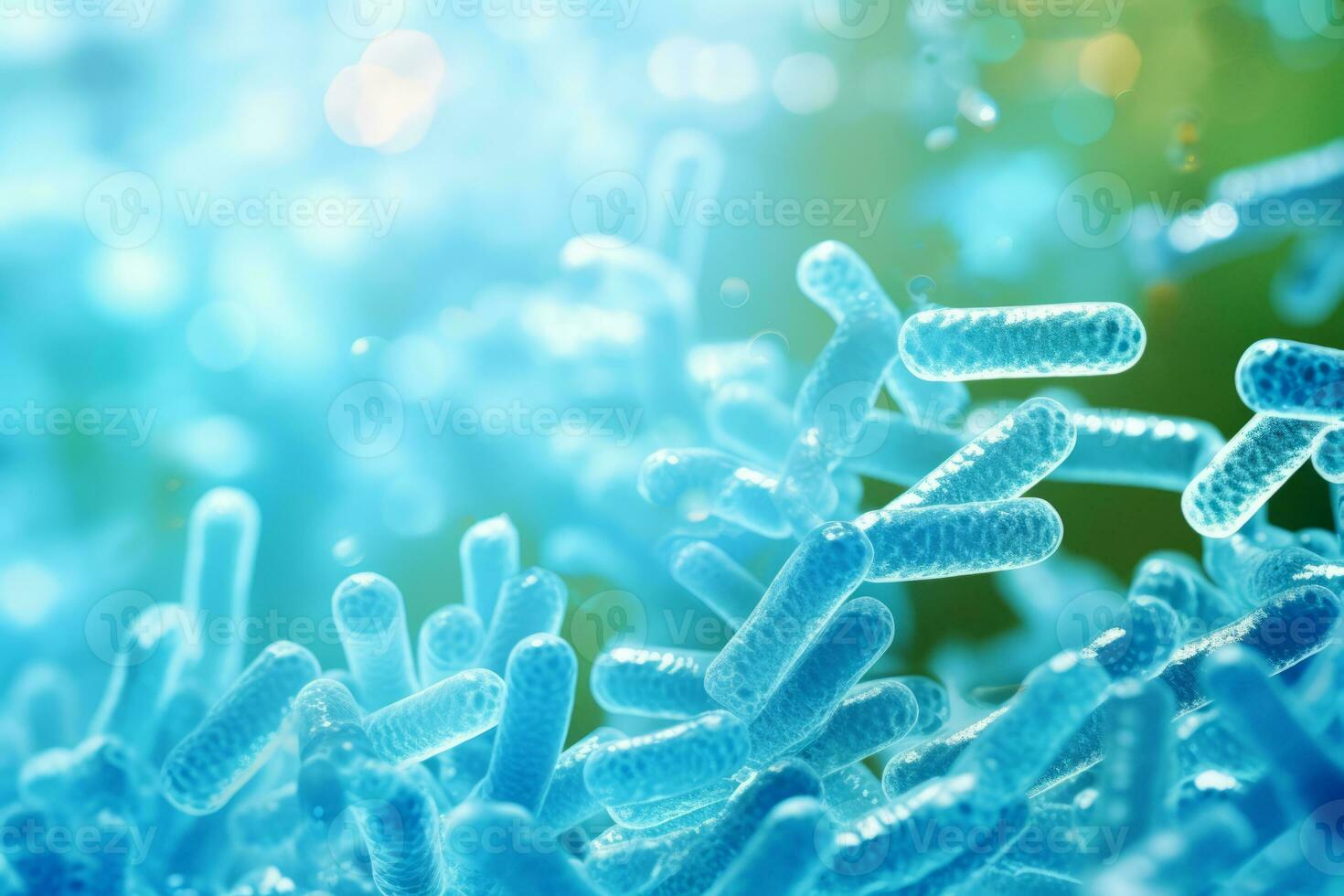 AI generated Bacillus bacteria. Bacterial infection as a microscopic background. Dangerous disease strain case. Generative AI photo