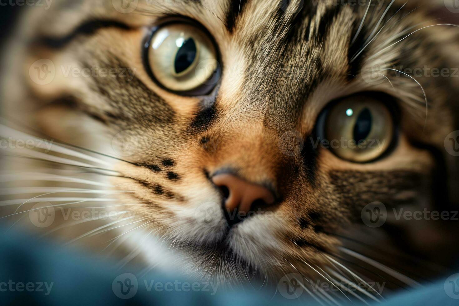 AI generated Cat's face with expressive eyes. Pets and lifestyle concept. Generative AI photo