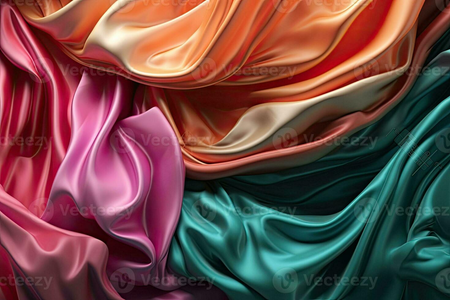 AI generated Abstract smooth rainbow silk background. Satin elegant luxury fabric. Beautiful soft folds on the surface of the fabric. Generative AI photo